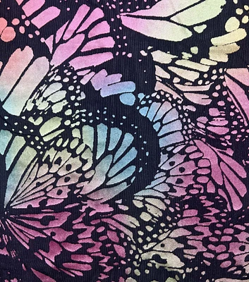 Pink & Blue Butterfly Wings Burnout Velvet Fabric