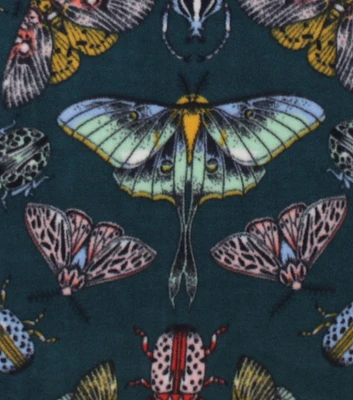 Moths on Green Anti Pill Plush Fleece Fabric