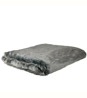 Northlight Faux Fur Gray Solid Rectangular Throw Blanket 50" x 60"