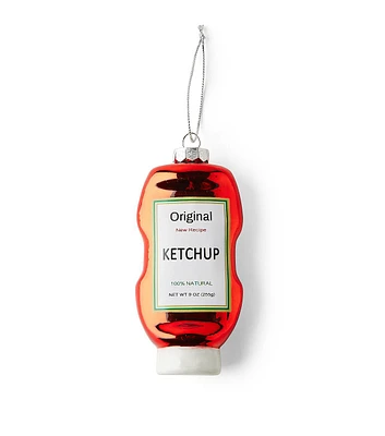 6" Christmas Ketchup Bottle Glass Ornament by Place & Time