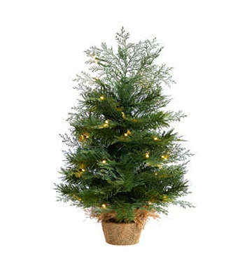 Nearly Natural 2' Warm White Pre Lit Christmas Tree With Burlap Base