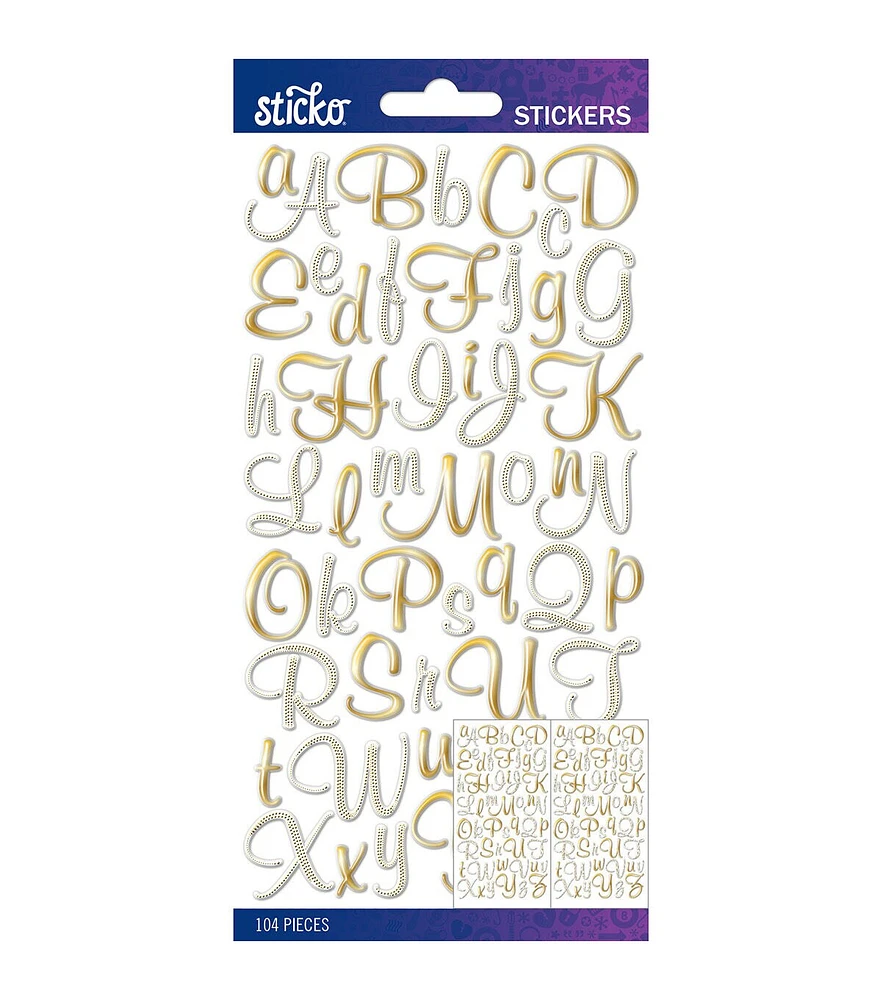 Sticko Stickers Gold Foil Script Alphabet