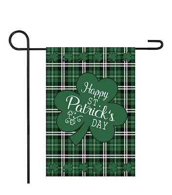 Northlight 12.5" x 18" Happy St. Patrick's Day Plaid Outdoor Garden Flag