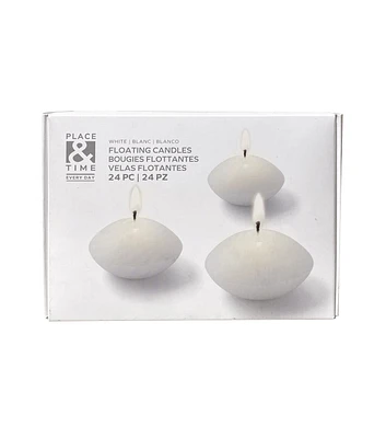 1" White Unscented Floating Tealights 24pk by Place & Time