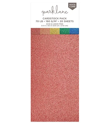 20 Sheet 3.5" x 8.5" Primary Glitter Cardstock Paper Pack by Park Lane