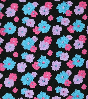 Mod Floral on Black Sherpa Fabric