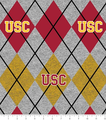 University of Southern California Fleece Fabric Heather Argyle