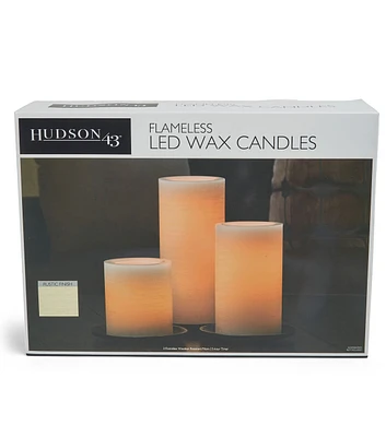 Flameless LED Wax Trio Pillar Candles with Timer Cream