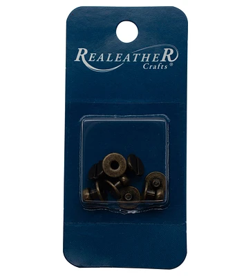 Realeather 4pk Button Studs Antique Brass