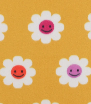 Smiley Face Flowers Blizzard Prints Fleece Fabric