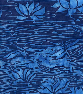 Blue Water Lilies Batik Cotton Fabric