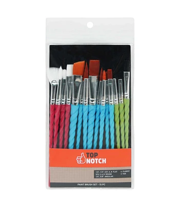 15ct Multi Size Unicorn Handle Artist Brushes Set by Top Notch