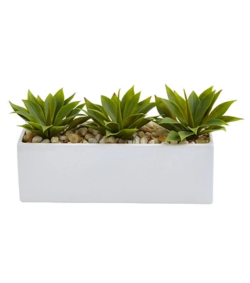 Nearly Natural 13" Agave Succulent in Rectangular Planter