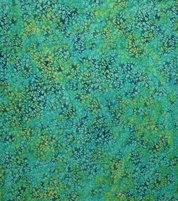 Blue & Green Leafy Vines Batik Cotton Fabric