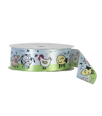 Offray 7/8"x9' Farm Baby Animals Single Faced Satin Ribbon Multi