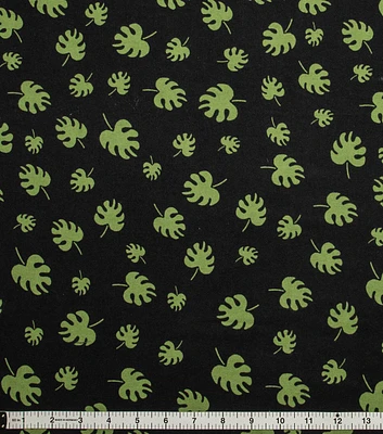 Palm Leaves on Black Super Snuggle Flannel Fabric