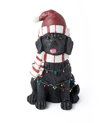 14" Christmas Outdoor Black Dog by Place & Time