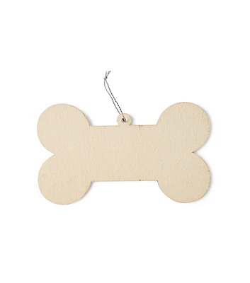 5" Christmas Laser Cut Unfinished Wood Dog Bone Ornament by Place & Time