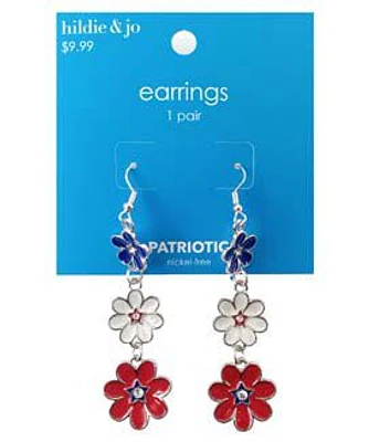 3" Patriotic Flower Dangle Earrings by hildie & jo