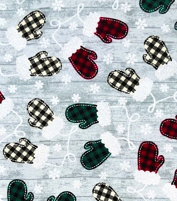 Buffalo Check Mittens Super Snuggle Christmas Flannel Fabric