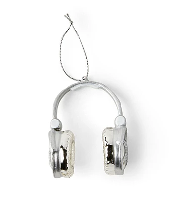 4" Christmas Silver Headphones Glass Ornament by Place & Time