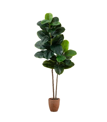 Nearly Natural 6' Real Touch Rubber Artifical Tree in Planter With Pot