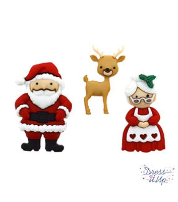 Dress It Up 3ct Mr & Mrs Claus Shank Buttons