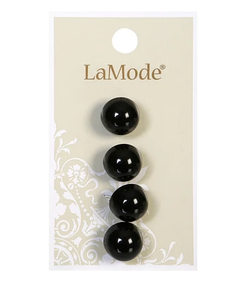 La Mode 9/16" Black Shank Buttons 4pk