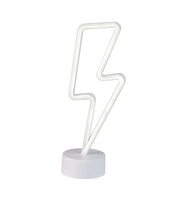 Northlight 11.5" White Battery Operated Neon LED Lightening Bolt Light