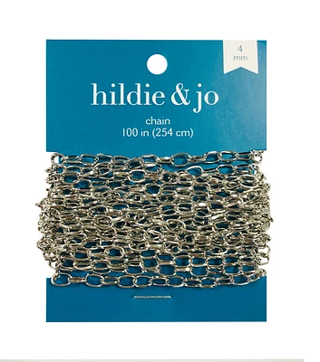 100" Silver Round Metal Paperclip Chain by hildie & jo