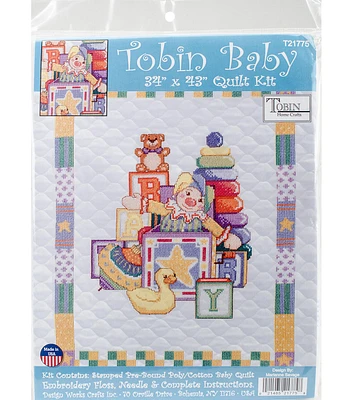 Tobin 34" x 43" Toys Stamped Cross Stitch Quilt Kit