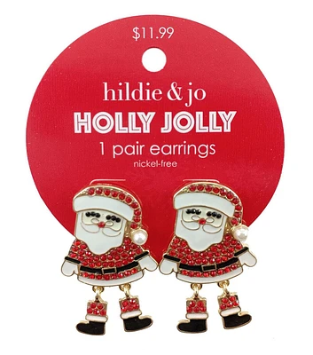 2" Christmas Red Santa Claus Earrings by hildie & jo