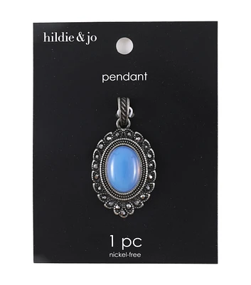 1ct Oval Blue & Silver Stone Pendant by hildie & jo