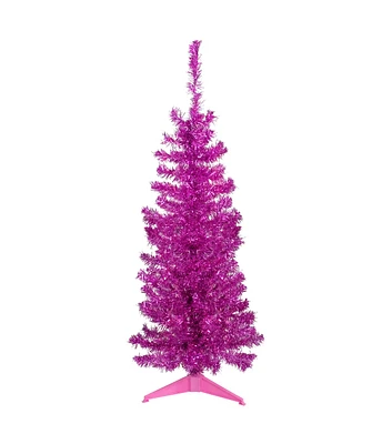 Northlight 4' Unlit Pink Tinsel Artificial Christmas Tree