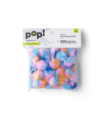 25mm Multicolor Tinsel Pom Poms 45ct by POP!