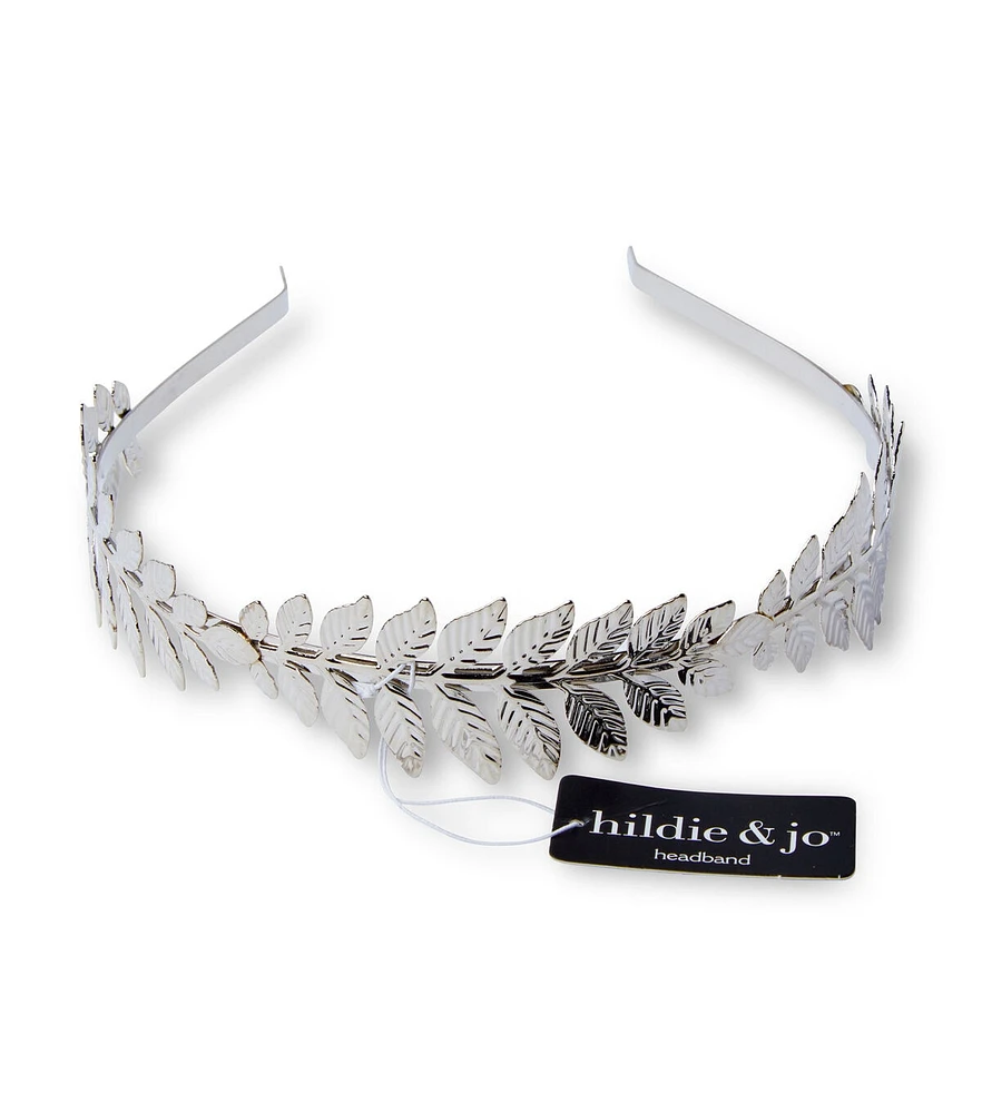 6" x 5" Silver Iron Leaf Headband by hildie & jo