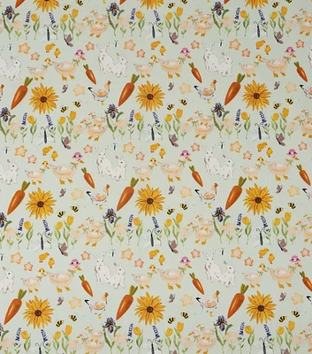 Small Animal Garden on Cream Novelty Cotton Fabric