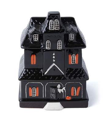 9" Halloween Black Ceramic Haunted House Cookie Jar by Place & Time