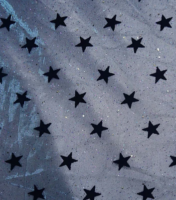 Stars on Blue Glitter Halloween  Mesh Fabric by The Witching Hour