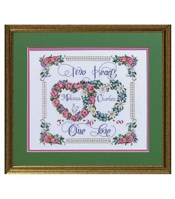 Janlynn 14" x 12" Two Hearts One Love Counted Cross Stitch Kit