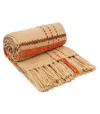 60" x 50" Fall Beige Plaid Throw Blanket by Place & Time