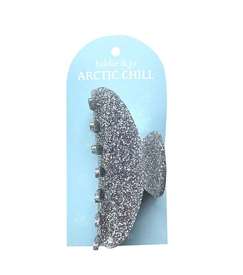 4" Christmas Silver Glitter Hair Claw by hildie & jo