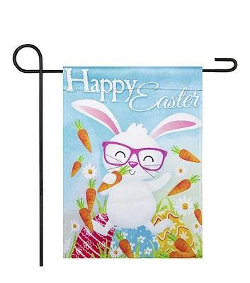 Northlight 12.5" x 18" Happy Easter Bunny With Carrots Garden Flag