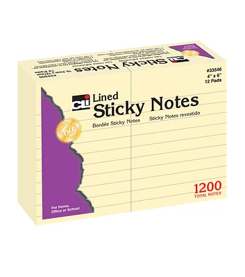 Charles Leonard 4" x 6" Lined Sticky Note Pads 24pk