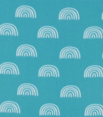 Rainbows on Teal Craft Fleece Fabric by Happy Value