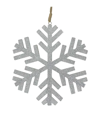 Northlight 9" Christmas Silver Brown Glitter Snowflake Shaped Ornament