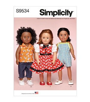 Simplicity S9534 Doll Clothes Sewing Pattern