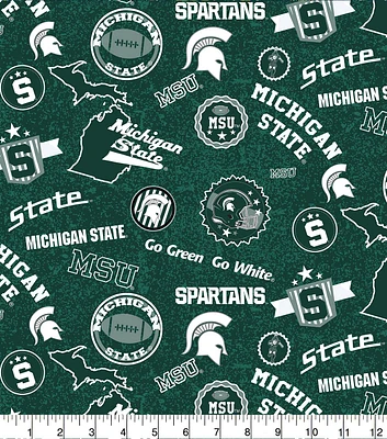 Michigan State University Spartans Cotton Fabric Home State