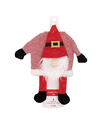 11" Gnome Santa Wine Bottle Cover by Happy Value