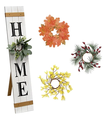 All The Rages Wooden "Home" Porch Sign with Interchangable Wreaths